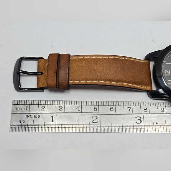 Mens Timex Highland Street 39mm Black Date Watch Indiglo Tan Leather New Battery - Picture 8 of 12